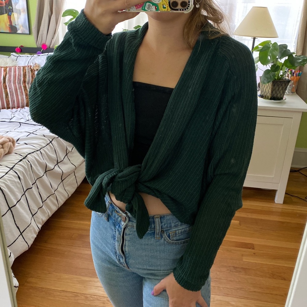 UO Ecote Green Wrap Sweater - Picture 3 of 4